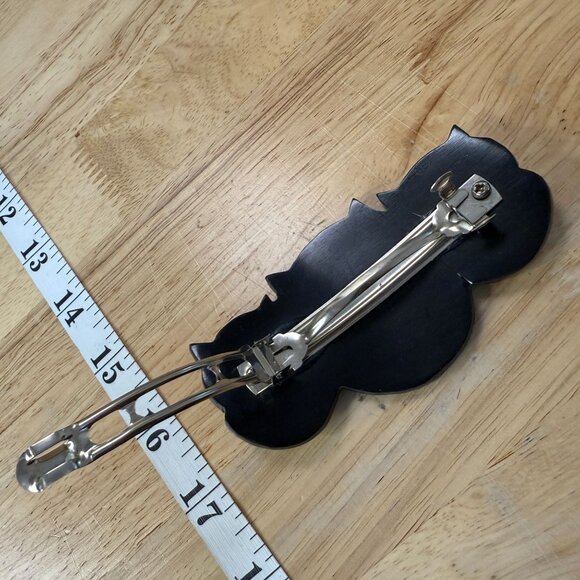 Vintage Lee Sands Owl Barrette Mother-Of-Pearl Inlay Hair Clip 1970s/1980s Handm - Picture 8 of 9